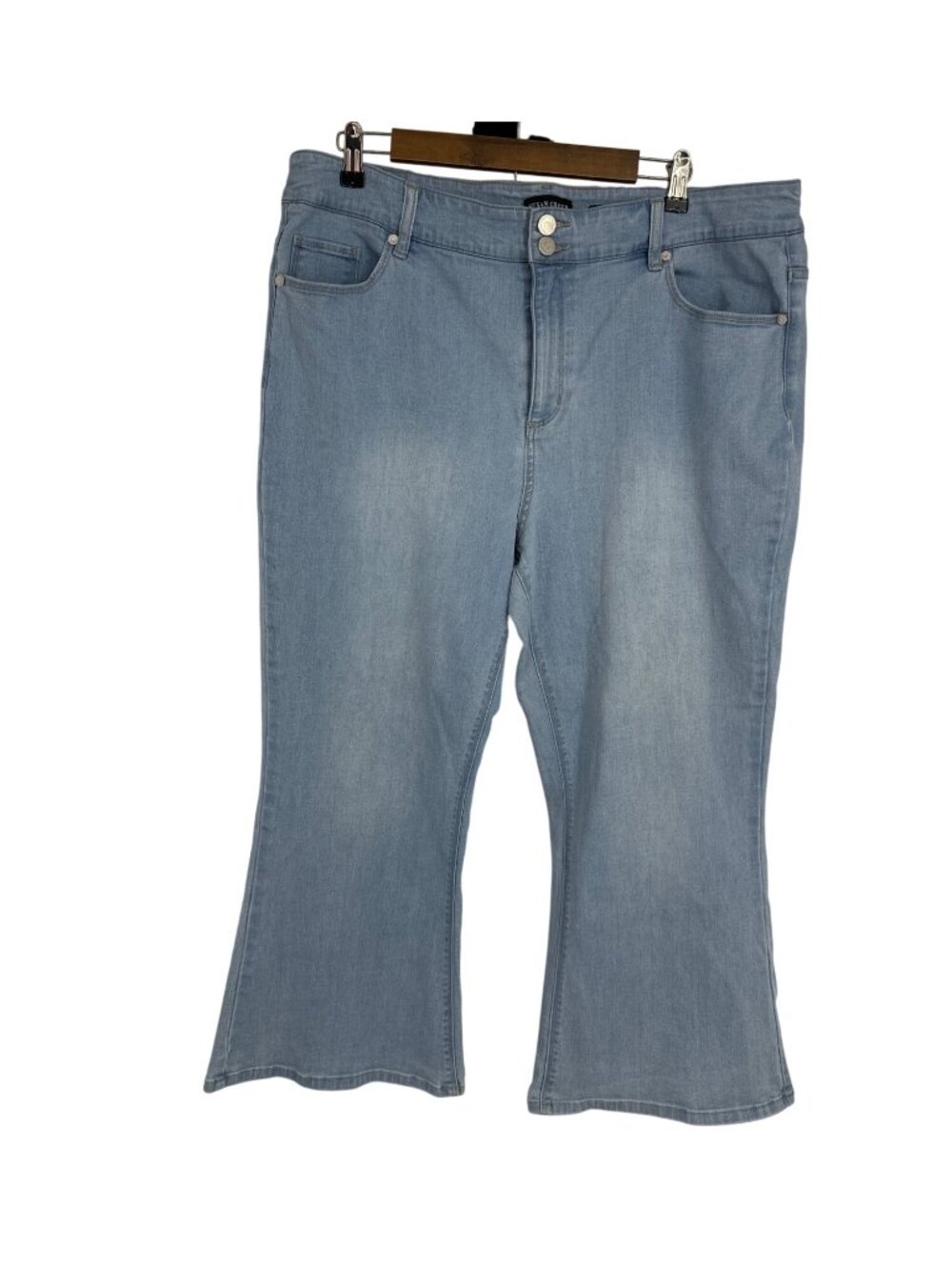 Susan Graver Wide Flare Leg Stretch Denim Jeans Mid Rise Size 20W